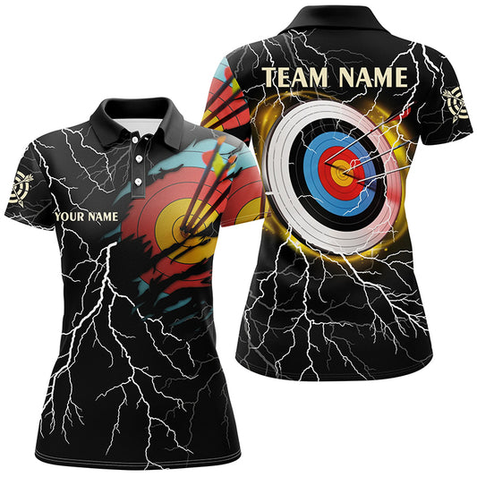 Personalized  Archery 3d Target Thunder Lightning Pattern Customized Archery Polo Shirts For Women TDM1020