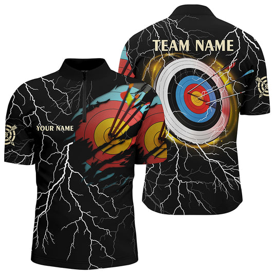 Personalized  Archery 3d Target Thunder Lightning Customized Archery Men Quarter-Zip Shirts TDM1020