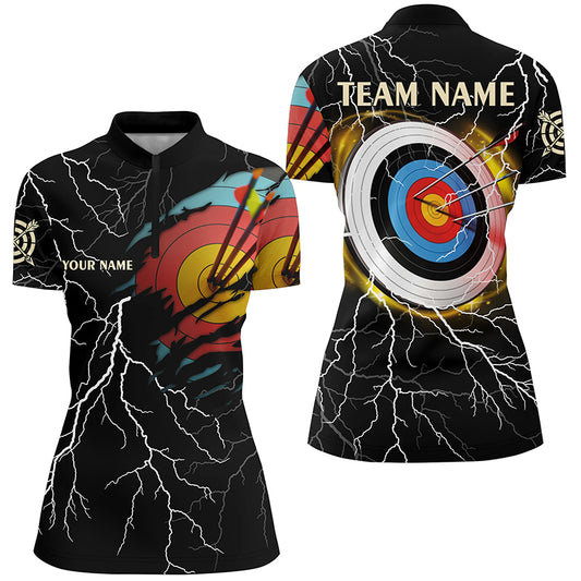 Personalized Archery 3d Target Thunder Lightning Customized Archery Women Quarter-Zip Shirts TDM1020