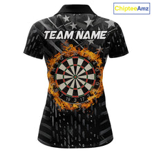 Load image into Gallery viewer, Black US Flag Dartboard Fire Darts Shirt For Women Custom Darts Jersey Team Polo &amp; 1/4 Zip TDM5978
