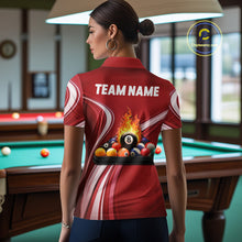 Load image into Gallery viewer, Personalized Red Billiard Jersey For Women Custom Flame 8 Ball Pool Billiard Shirt Polo &amp; 1/4 Zip TDM6447