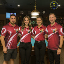 Load image into Gallery viewer, Personalized Red Billiard Jersey For Women Custom Flame 8 Ball Pool Billiard Shirt Polo &amp; 1/4 Zip TDM6447