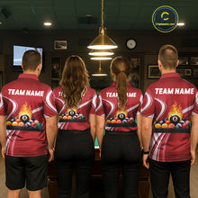 Load image into Gallery viewer, Personalized Red Billiard Jersey For Women Custom Flame 8 Ball Pool Billiard Shirt Polo &amp; 1/4 Zip TDM6447