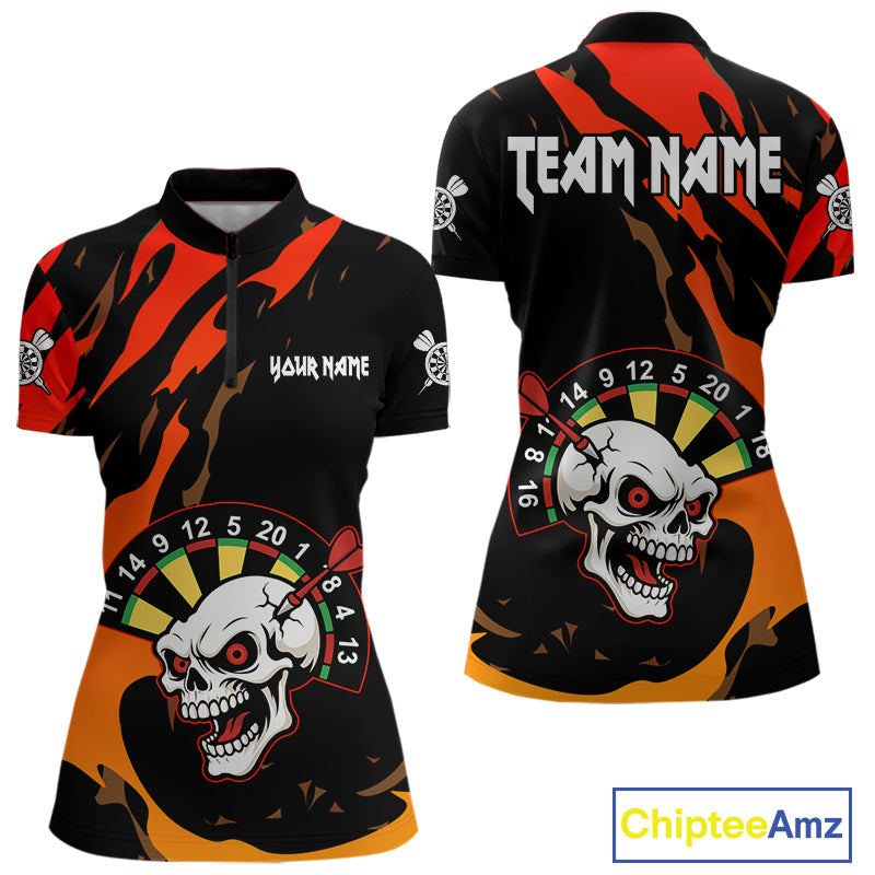 Funny Skull Dart Shirts With Pocket Option For Women Custom Dart Team Jersey TDM4098