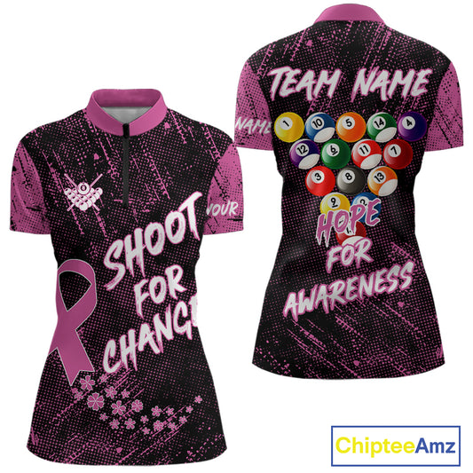 Shoot For Change Breast Cancer Awareness Billiard Shirt For Women Custom Pink Ribbon Billiard Jersey TDM4468