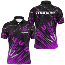 Load image into Gallery viewer, Purple Dart Arrow Lightning Custom Darts Polo, Quarter-Zip Shirts For Men, Darts Jerseys Uniform TDM2637