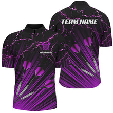 Load image into Gallery viewer, Purple Dart Arrow Lightning Custom Darts Polo, Quarter-Zip Shirts For Men, Darts Jerseys Uniform TDM2637