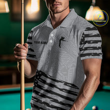 Load image into Gallery viewer, Personalized Grey US Flag 8 Ball Billiard Shirt For Men Custom Billiard Team Shirt, Pool Jerseys TDM4903