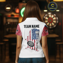 Load image into Gallery viewer, Personalized Grunge American Flag Women&#39;s Dart Shirts Custom Patriotic Darts Team Jersey |White TDM4906