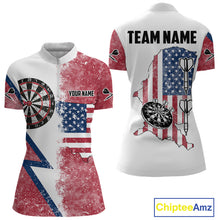 Load image into Gallery viewer, Personalized Grunge American Flag Women&#39;s Dart Shirts Custom Patriotic Darts Team Jersey |White TDM4906