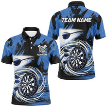 Load image into Gallery viewer, Funny Blue Swirling Darts Board Custom Dart Polo &amp; 1/4 Zip For Men, Cool Darts Shirts Team Jerseys TDM2879