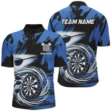 Load image into Gallery viewer, Funny Blue Swirling Darts Board Custom Dart Polo &amp; 1/4 Zip For Men, Cool Darts Shirts Team Jerseys TDM2879