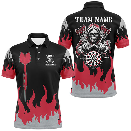 Personalized Dart Arrow And Flame Pattern Custom Men Dart Shirts, Death Skeleton Scary Dart Jerseys TDM2884