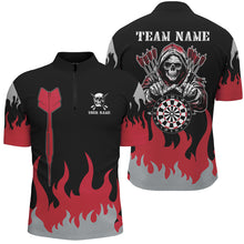 Load image into Gallery viewer, Personalized Dart Arrow And Flame Pattern Custom Men Dart Shirts, Death Skeleton Scary Dart Jerseys TDM2884