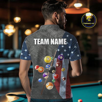 Grunge American Flag Patriotic Billiard Shirts For Women Custom 3D Billiard Balls Pool Team Jerseys TDM5616