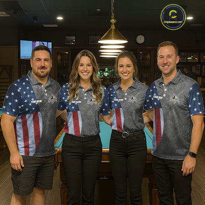 Grunge American Flag Patriotic Billiard Shirts For Women Custom 3D Billiard Balls Pool Team Jerseys TDM5616