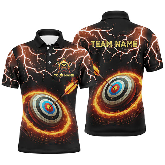 Personalized Fire Archery Target Thunder Lightning Custom Men Archery Polo Shirts, Archery Jerseys TDM1028