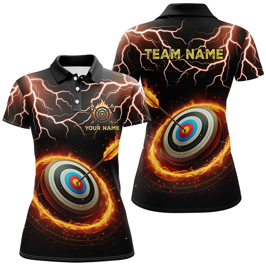 Personalized Fire Archery Target Thunder Lightning Custom Women Archery Polo Shirts, Archery Jerseys TDM1028