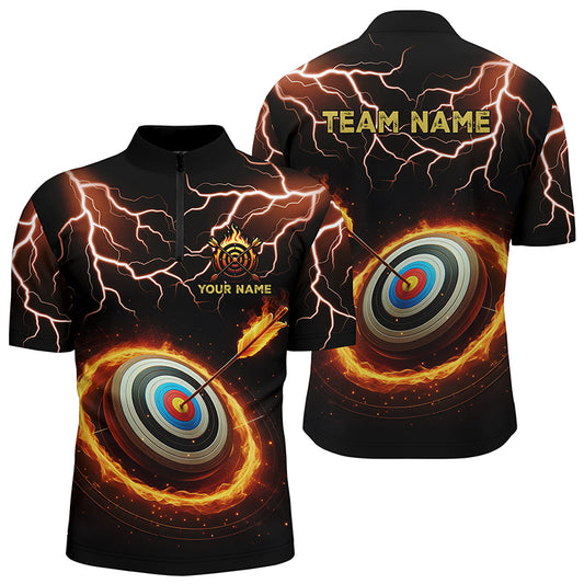 Personalized Fire Archery Target Thunder Lightning Custom Men Archery Polo Shirts, Archery Jerseys TDM1028