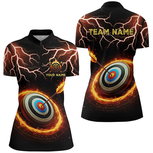 Personalized Fire Archery Target Thunder Lightning Custom Women Archery Polo Shirts, Archery Jerseys TDM1028