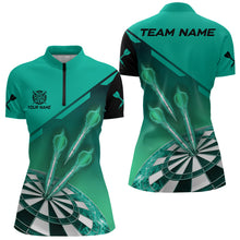 Load image into Gallery viewer, Turquoise Darts Jersey For Women Custom Darts Team Shirt With Pocket Option TDM3519
