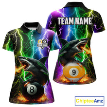 Load image into Gallery viewer, Colorful Lightning Shark 8 &amp; 9 Ball Billiard Shirt For Women Custom Pool Team Jersey Polo &amp; 1/4 Zip TDM5985