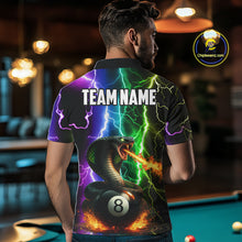 Load image into Gallery viewer, Colorful Lightning Cobra Snake 8 Ball Billiard Shirt For Men Custom Pool Team Jersey Polo, 1/4 Zip TDM5986