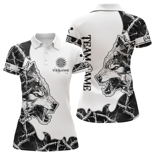 White Black Thorny Camo Wolf Dart Shirts For Women Custom Camouflage Dart Team Shirt Dart Jerseys TDM3815