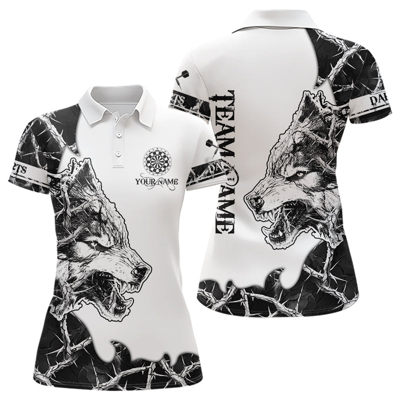 White Black Thorny Camo Wolf Dart Shirts For Women Custom Camouflage Dart Team Shirt Dart Jerseys TDM3815