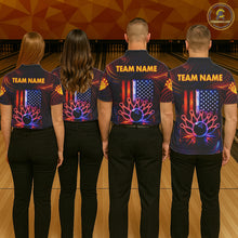 Load image into Gallery viewer, Custom Neon American Flag Bowling Shirt For Women, Patriotic Bowling Team Jersey Polo &amp; 1/4 Zip TDM6221