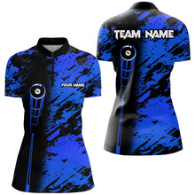 Load image into Gallery viewer, Personalized Billiard Tournament Jerseys Shirts For Women, Best 8 Ball Billiard Shirts For Team |Blue TDM1944