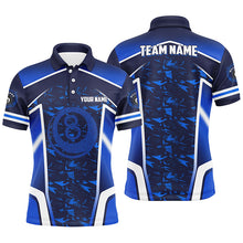 Load image into Gallery viewer, Personalized Name Blue 8 Ball Pool Abstract 3D Billiard Shirts For Men Team League Billiard Jerseys TDM2146