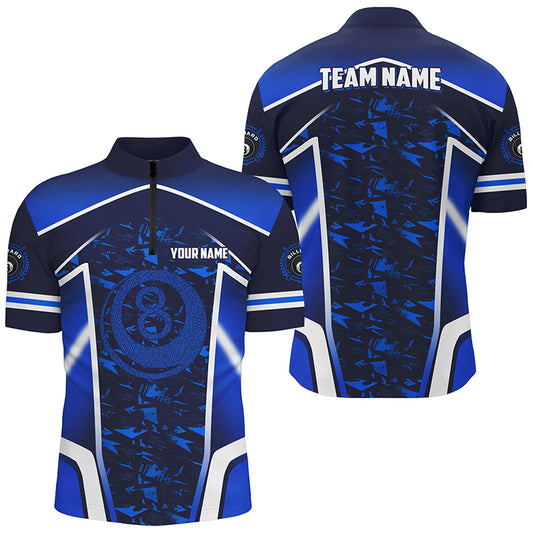Personalized Name Blue 8 Ball Pool Abstract 3D Billiard Shirts For Men Team League Billiard Jerseys TDM2146