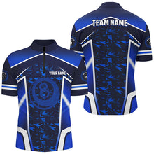 Load image into Gallery viewer, Personalized Name Blue 8 Ball Pool Abstract 3D Billiard Shirts For Men Team League Billiard Jerseys TDM2146
