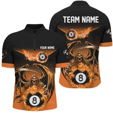 Load image into Gallery viewer, Orange Grim Reaper Flame 8 Ball Pool Billiard Shirts For Men Custom Billiard League Team Jerseys TDM2648
