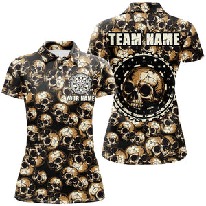 Personalized Retro Skull Pattern Darts Shirts For Women Custom Scary Darts Jerseys, Darts Uniform TDM2654