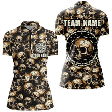 Load image into Gallery viewer, Personalized Retro Skull Pattern Darts Shirts For Women Custom Scary Darts Jerseys, Darts Uniform TDM2654