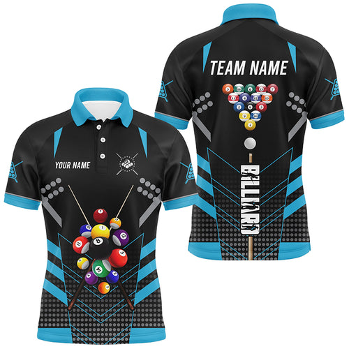 Black And Blue Billiard Jerseys Halftone Pattern Custom Men Billiard Shirts, Billiard Team Uniform TDM2892