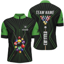 Load image into Gallery viewer, Black And Green Billiard Jerseys Halftone Pattern Custom Men Billiard Shirts, Billiard Team Uniform TDM2893