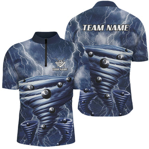 Blue Thunder Lightning Custom Storm Billiard Shirts For Men, 8 Ball Billiard Pool Team Jerseys TDM2895