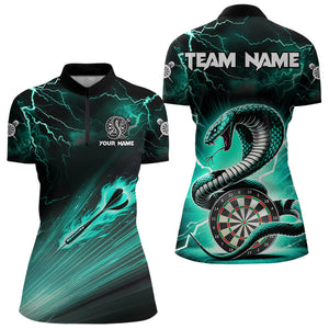 Turquoise Thunder Lightning Custom Cobra Snake Dart Shirts For Women Team League Dart Jerseys TDM3113