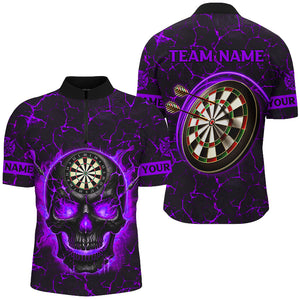 Personalized Fire Flame Skull Magma Pattern Men Dart Shirts, Dart League Shirt Team Jersey |Purple TDM3116