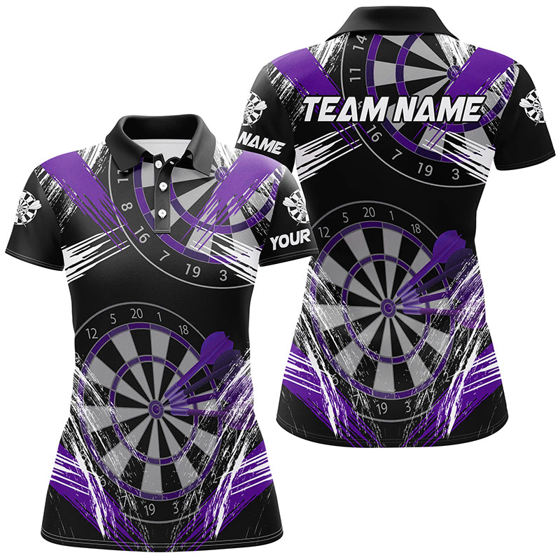 Personalized Darts Tournament Grunge Style Darts Shirts For Women Custom Darts Team Jerseys |Purple TDM3117