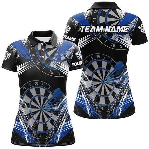 Personalized Darts Tournament Grunge Style Darts Shirts For Women Custom Darts Team Jerseys |Blue TDM3118