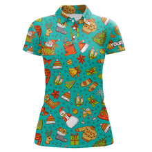 Load image into Gallery viewer, Funny Turquoise Christmas Pattern Women Golf Polo Shirts Custom Christmas Presents For A Golfer TDM3120