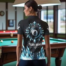 Load image into Gallery viewer, Customized Blue Icy Funny 8 Ball Pool Crown Women Quarter-Zip Shirts Custom Billiard Jerseys TDM1169