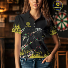 Load image into Gallery viewer, Grunge Black Yellow Panther Dart Shirt For Women Custom Dart Jersey Team Polo &amp; Quarter Zip TDM4484