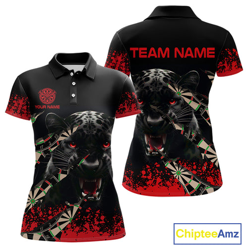 Grunge Black And Red Panther Dart Shirt For Women Custom Dart Jersey Team Polo & Quarter Zip TDM4485