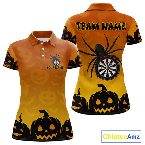 Personalized Orange Funny Spider Darts Shirt For Women Custom Halloween Darts Team Jersey, Dart Gift TDM4923