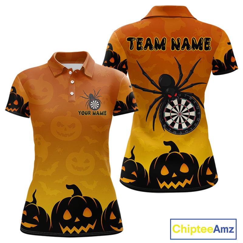 Personalized Orange Funny Spider Darts Shirt For Women Custom Halloween Darts Team Jersey, Dart Gift TDM4923